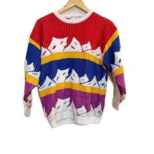 VTG Organically Grown‎ Geometric Knit Sweater Women’s Sz Medium